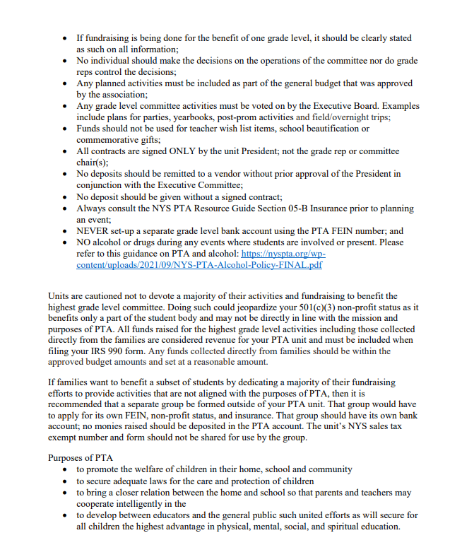 NYS PTA Grade Level Guidance – Nassau Region PTA